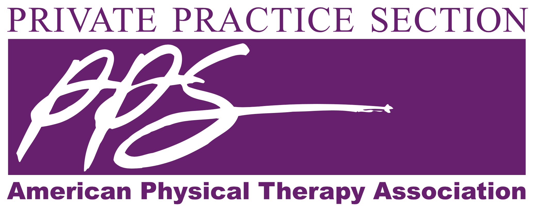Logo of the Private Practice Section of the American Physical Therapy Association in purple and white.