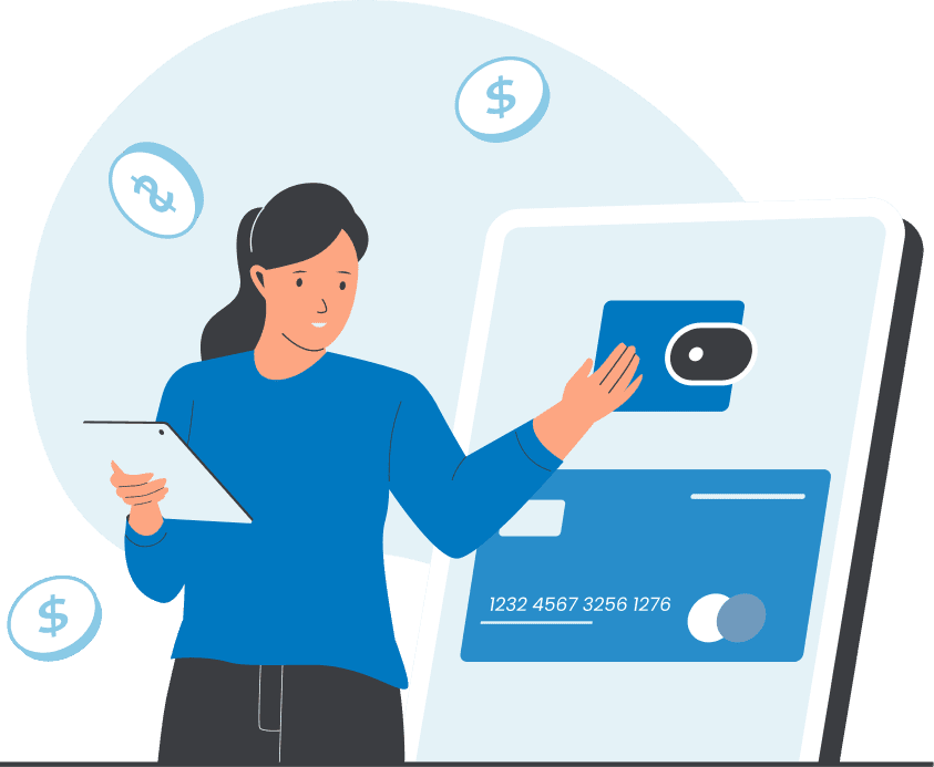 A person presenting about a wallet and a credit card.