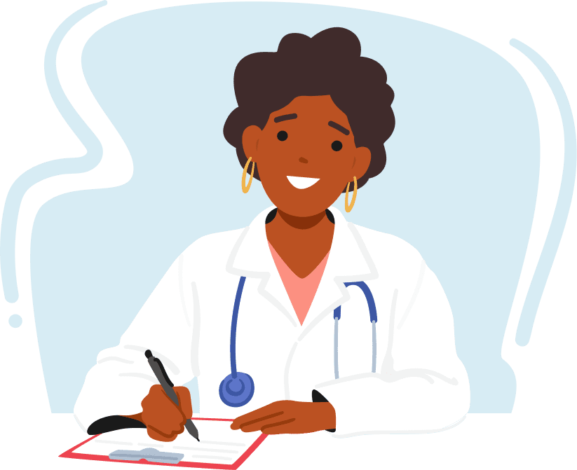 A doctor taking a note.